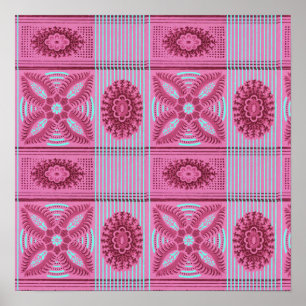 rosa Blå rand vintage art Mönster Poster
