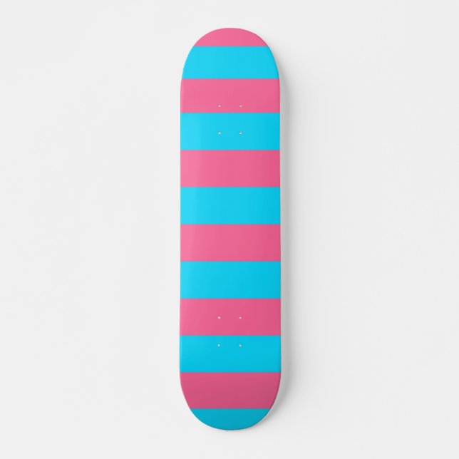Rosa Blå Ränder Mönster  Mini Skateboard Bräda 18,5 Cm (Framsida)