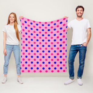 Rosa Blå Rosa Prickmönster Fleecefilt
