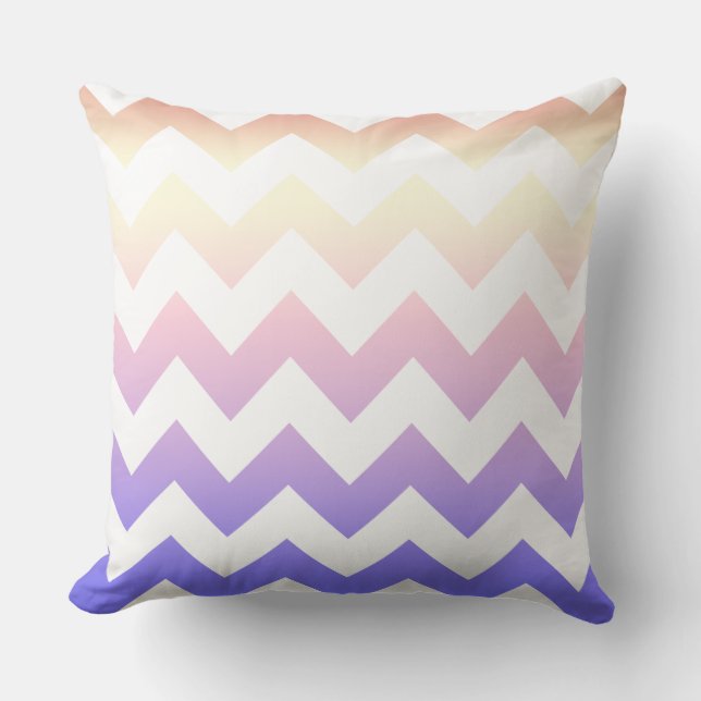 Rosa Blå Sicksackrandig Trow Kudde (Framsida)