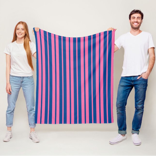 Rosa Blå Stilig Randig Mönsterdesign  Fleecefilt (Skapare uppladdad)