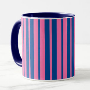 Rosa Blå Stilig Randig Mönsterdesign Mugg