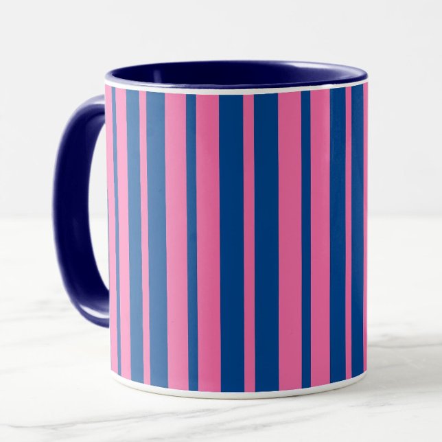 Rosa Blå Stilig Randig Mönsterdesign  Mugg (Skapare uppladdad)