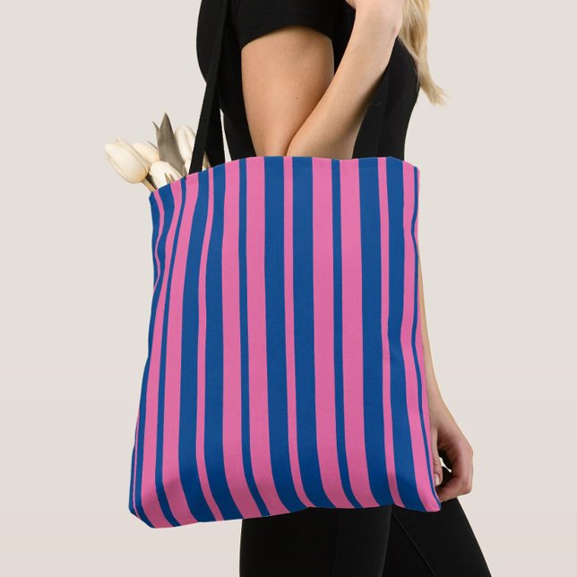 Rosa Blå Stilig Randig Mönsterdesign  Tygkasse (Skapare uppladdad)