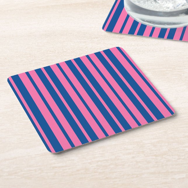 Rosa Blå Stilig Randig Mönsterdesign  Underlägg Papper Kvadrat (Skapare uppladdad)