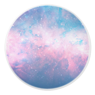 Rosa & Blå Stjärnig Kosmisk Bomullskandis Himmel Knopp