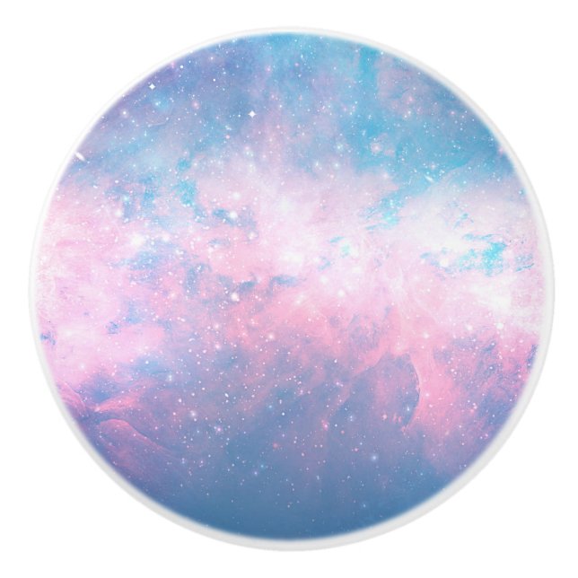 Rosa & Blå Stjärnig Kosmisk Bomullskandis Himmel Knopp (Framsidan)