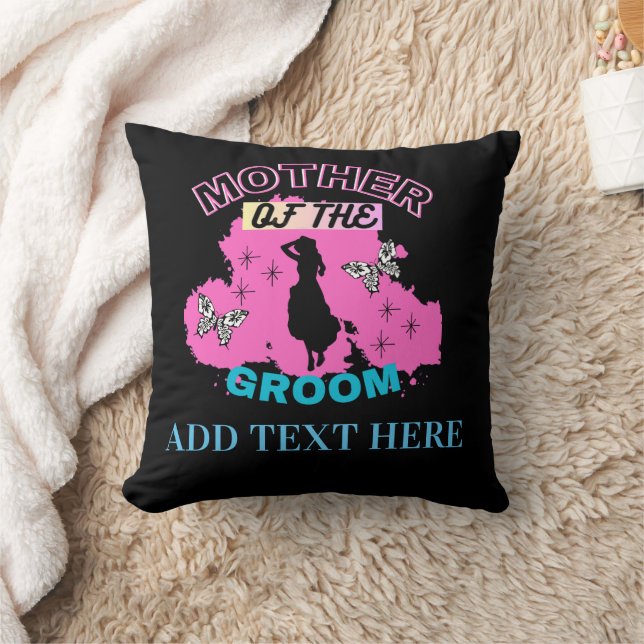 Rosa Blå & Svart Mamma Mamma Mamma till Brudgummen Kudde (Filt)