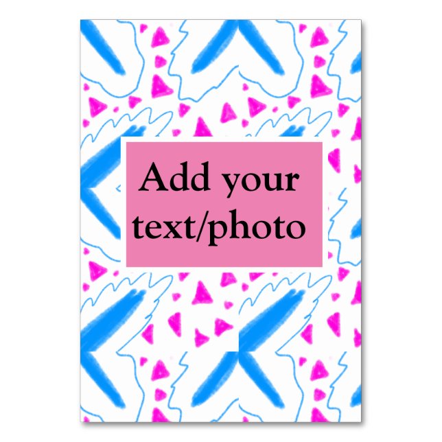 Rosa blå vattenfärg mönster lägg till namn-anpassn bordsnummer (Framsidan)