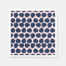 Rosa Blå Vattenfärg Rosrankor Stugbröllop Pappersservett