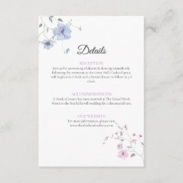 Rosa & Blå Whimsical Blommig Bröllopsdetalj Tilläggskort