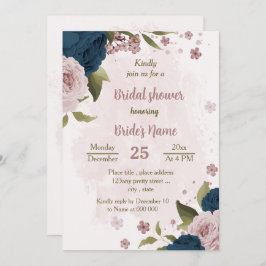 rosa blåa blommor botanisk möhippa inbjudningar