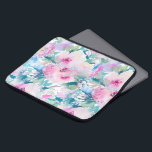 Rosa & blåa blommor kollage mönster laptop fodral<br><div class="desc">Modern pastellrosa och blå vattenfärger blommor kollage mönster.</div>