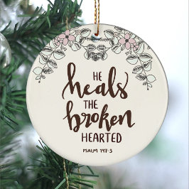 Rosa Blåa blommor och Löv han hälsar de brutna Julgransprydnad Keramik