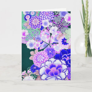 ROSA BLÅA BLOMMOR Peony,Ro japansk Blommigt Helgkort