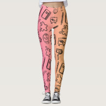 Rosa blac Textile Abstrakt Mönster Leggins
