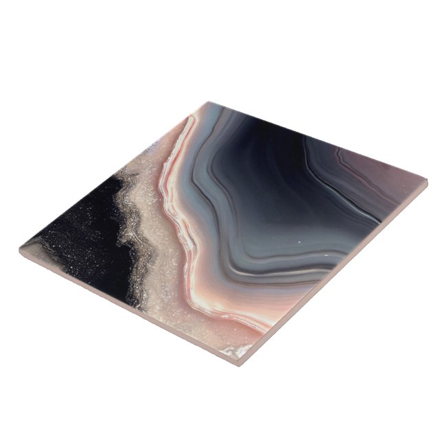 Rosa Black and Cream Geode Stil Ceramic Tile. Kakelplatta (Sidan)