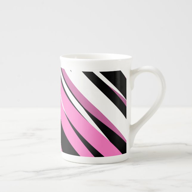 Rosa Black and White Abstrakt Benporslin Mugg (Höger)
