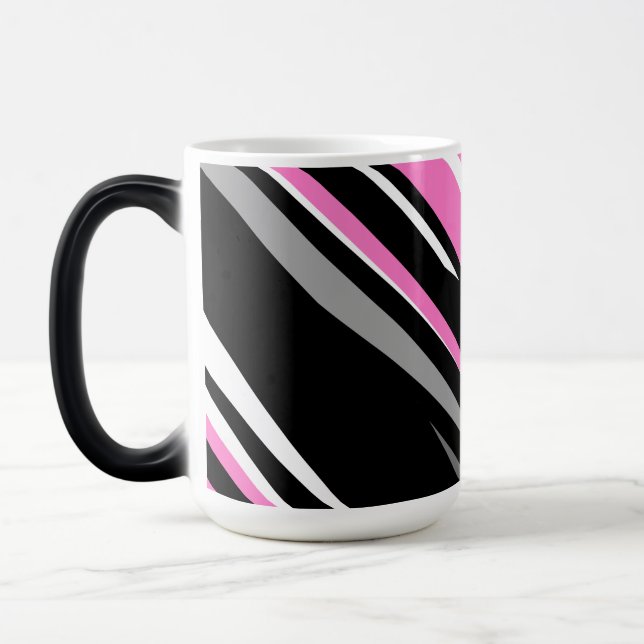 Rosa Black and White Abstrakt Magisk Mugg (Vänster)