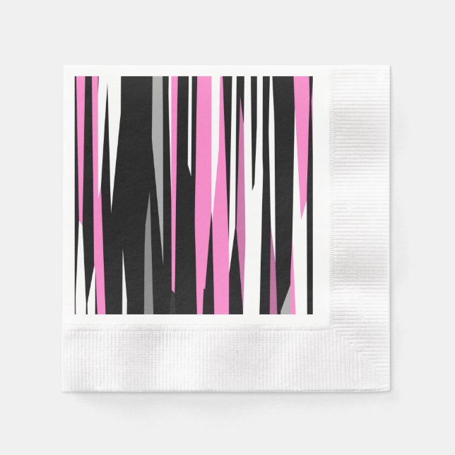Rosa Black and White Abstrakt Pappersservett (Framsidan)