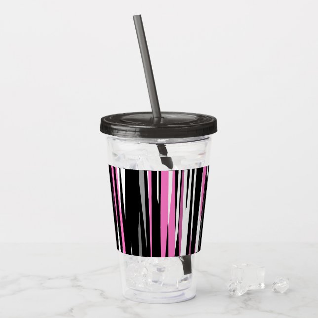 Rosa Black and White Abstrakt Take Away Mugg (Framsida Ice)
