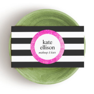 Rosa Black and White Stripe Beauty Visitkort