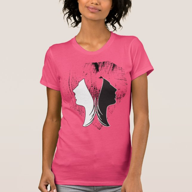 Rosa Black and White Two Ansikte T Shirt (Framsida)