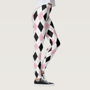 Rosa Black Argyle Girl Mönster Trendig Fashionable Leggings