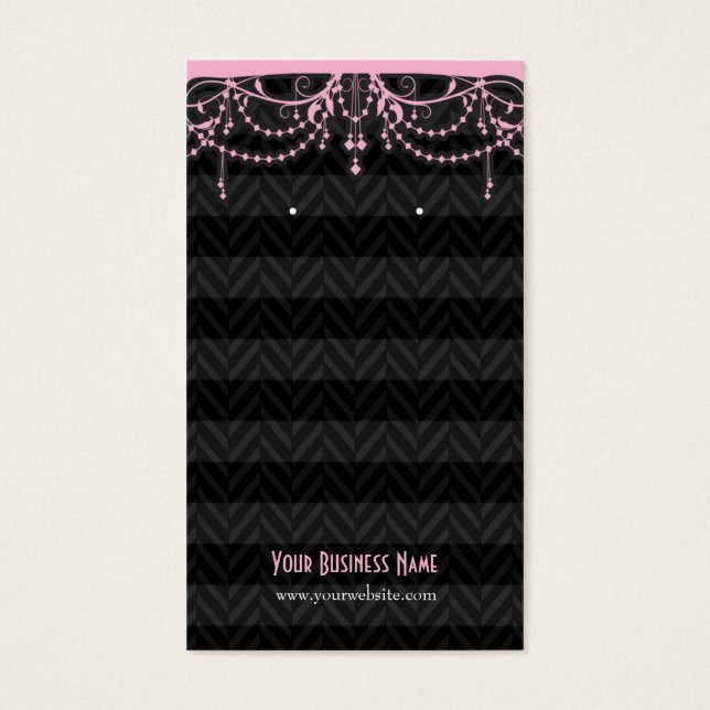 Rosa Black Art Deco Anpassningsbar Earring Cards Visitkort (Framsidan)