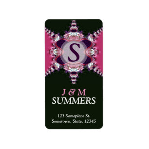Rosa+Black Art Snöre Monogram-adressetikett Adressetikett