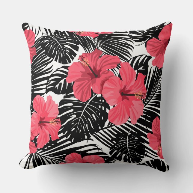 Rosa Black Blommigt Pillow Kudde (Framsida)