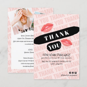 Rosa Black Brushstroke Kiss Photo Order Tack Kort