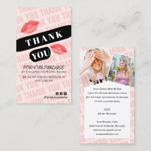 Rosa Black Brushstroke Kiss Photo Order Tack Visitkort