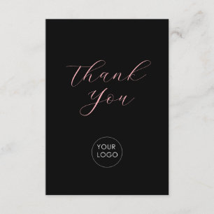 Rosa Black Business Logotyp Script Tack Tilläggskort