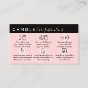 Rosa Black Candle Care Instructions Visitkort