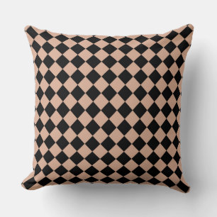 Rosa Black Checker Diamond Mönster Kudde
