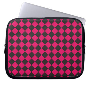 Rosa Black Checker Diamond Mönster Laptop Fodral