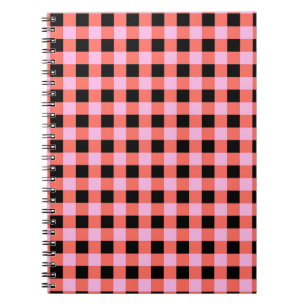 Rosa Black Checkered Gingham Mönster Anteckningsbok