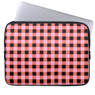 Rosa Black Checkered Gingham Mönster Laptop Fodral
