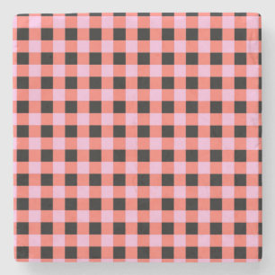 Rosa Black Checkered Gingham Mönster Stenunderlägg