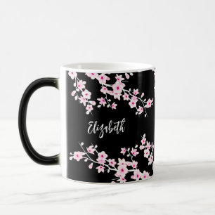 Rosa Black Cherry Blommar Monogram Magic Mugg