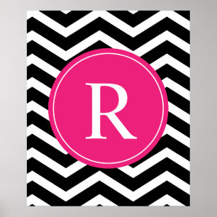 Rosa Black Chevron Monogram Poster