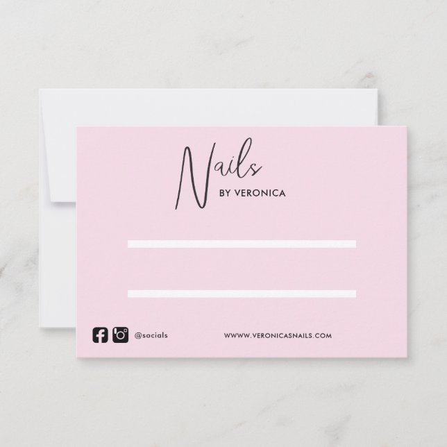 Rosa Black Chic Tryck på Nagel Visning Card Tack Kort (Framsida)