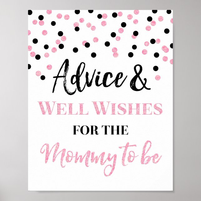 Rosa Black Confetti Advice för att Mamma ska kunna Poster (Framsidan)