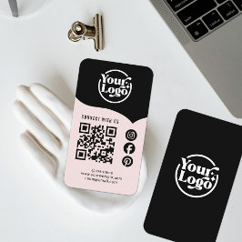 Rosa Black Connect med USA QR-kod 3 Social-media Visitkort
