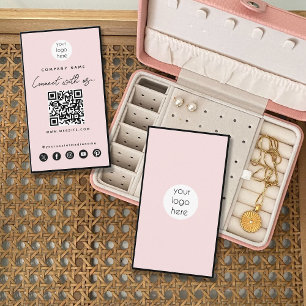 Rosa Black Connect with US QR Code Social Media Visitkort