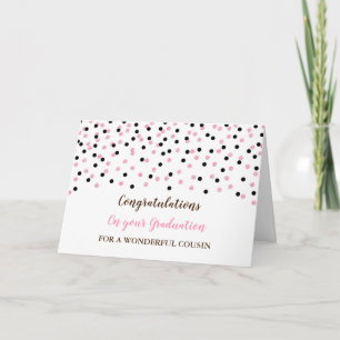 Rosa Black Cousin Grattis Studenten Kort