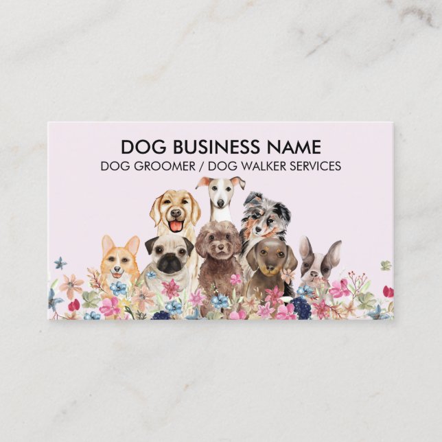 Rosa Black Cute Essential Hund groomer Visitkort (Framsida)