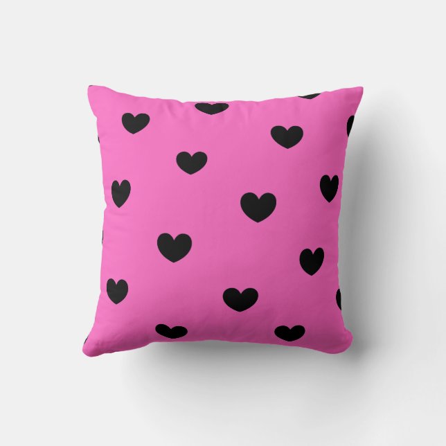 Rosa Black Cute Mysigt Modern Romantic Chic Heart Kudde (Baksida)