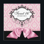 Rosa Black Damask Sweet 16 Födelsedagsfester Inbjudningar<br><div class="desc">Rosa,  svart damm,  sweet sixteen födelsedagsfest inbjudan.</div>